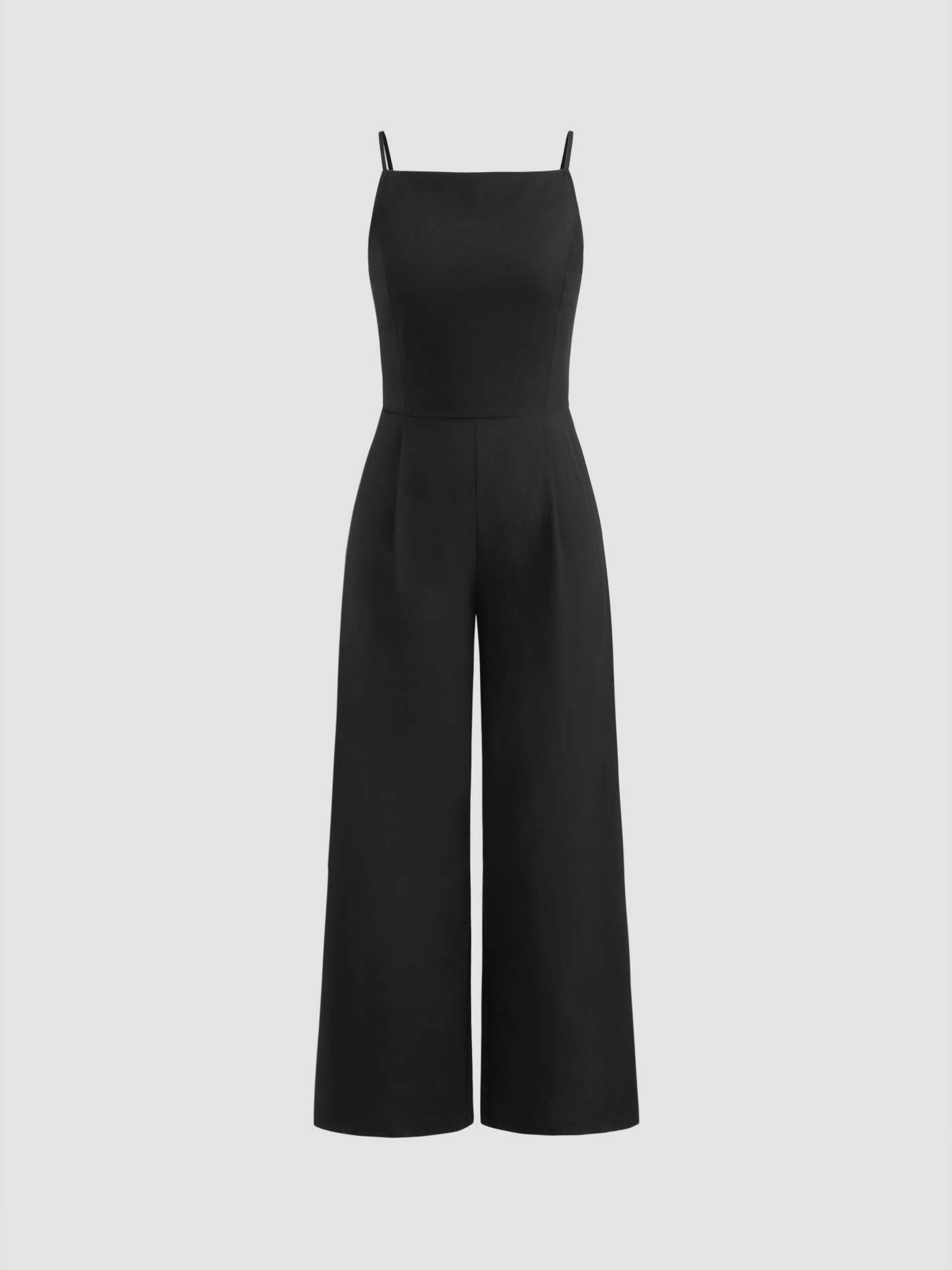 Square Neck Solid Shirred Jumpsuit