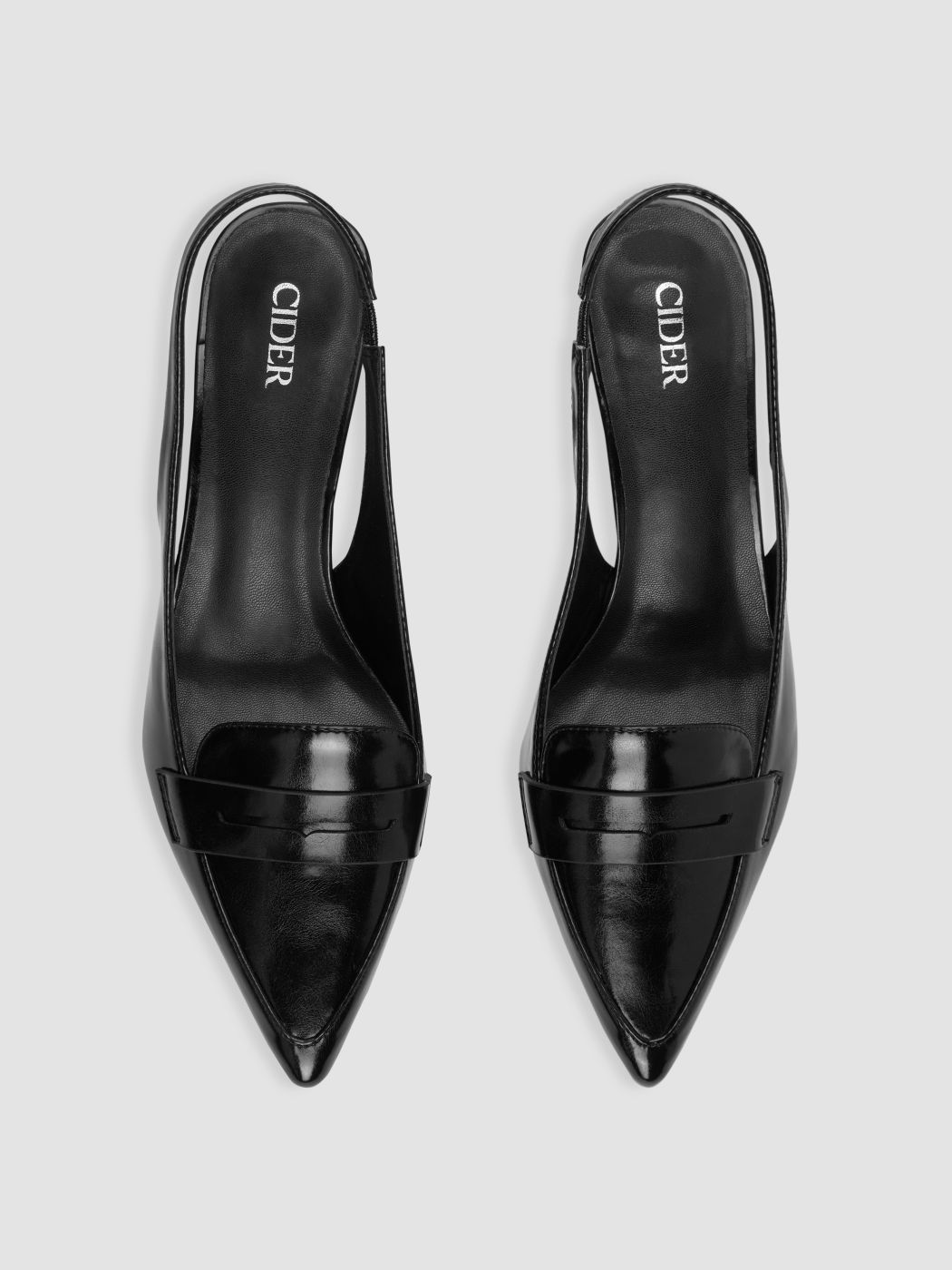 FAUX PATENT LEATHER SLINGBACKS