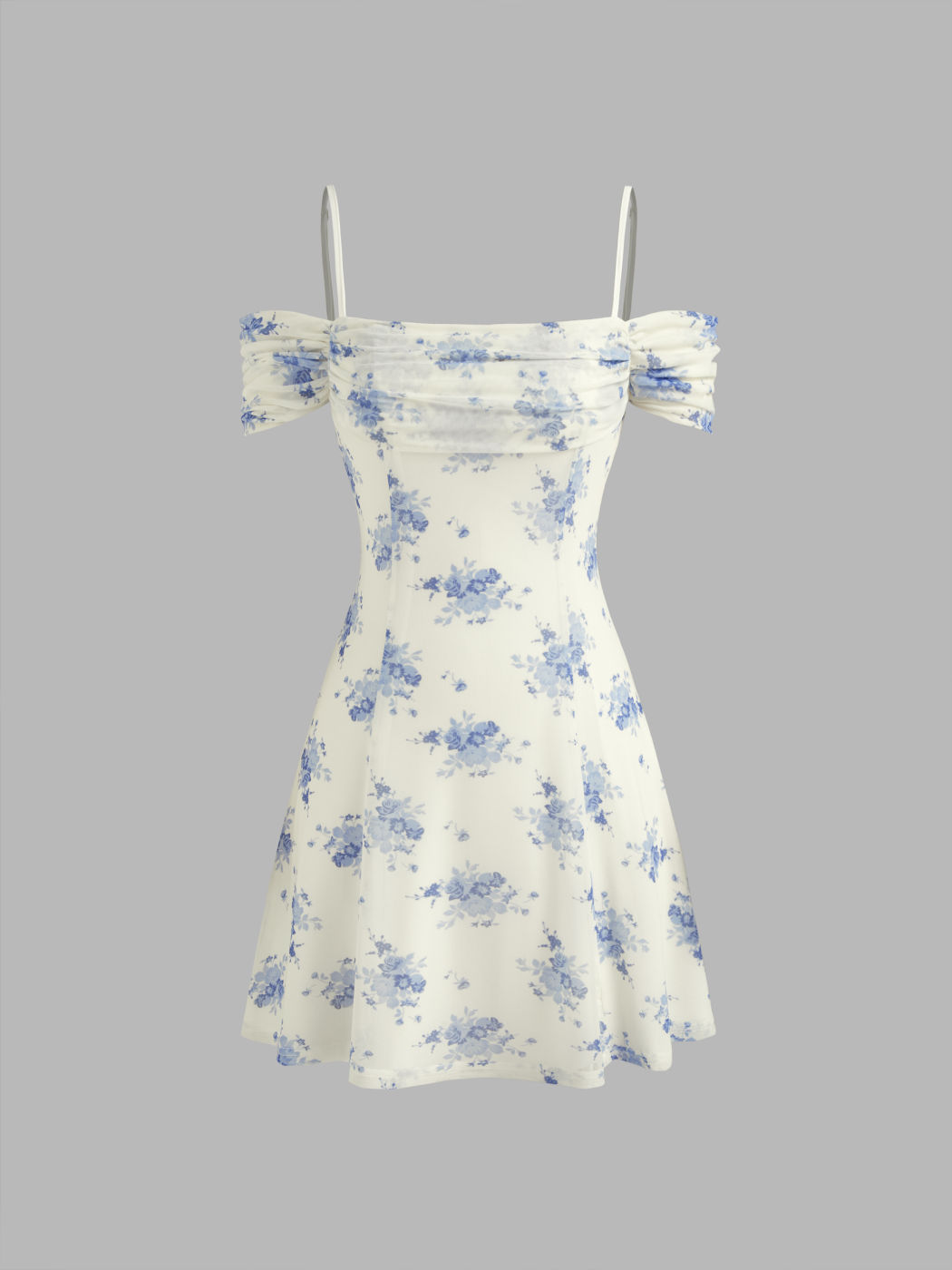 Off-Shoulder Removable Bowknot Floral Mini Dress