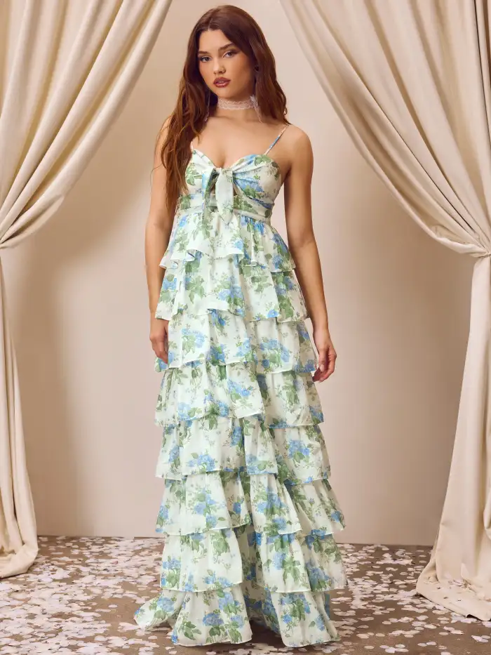 Ruffled Layers Sweetheart Gradient Dress