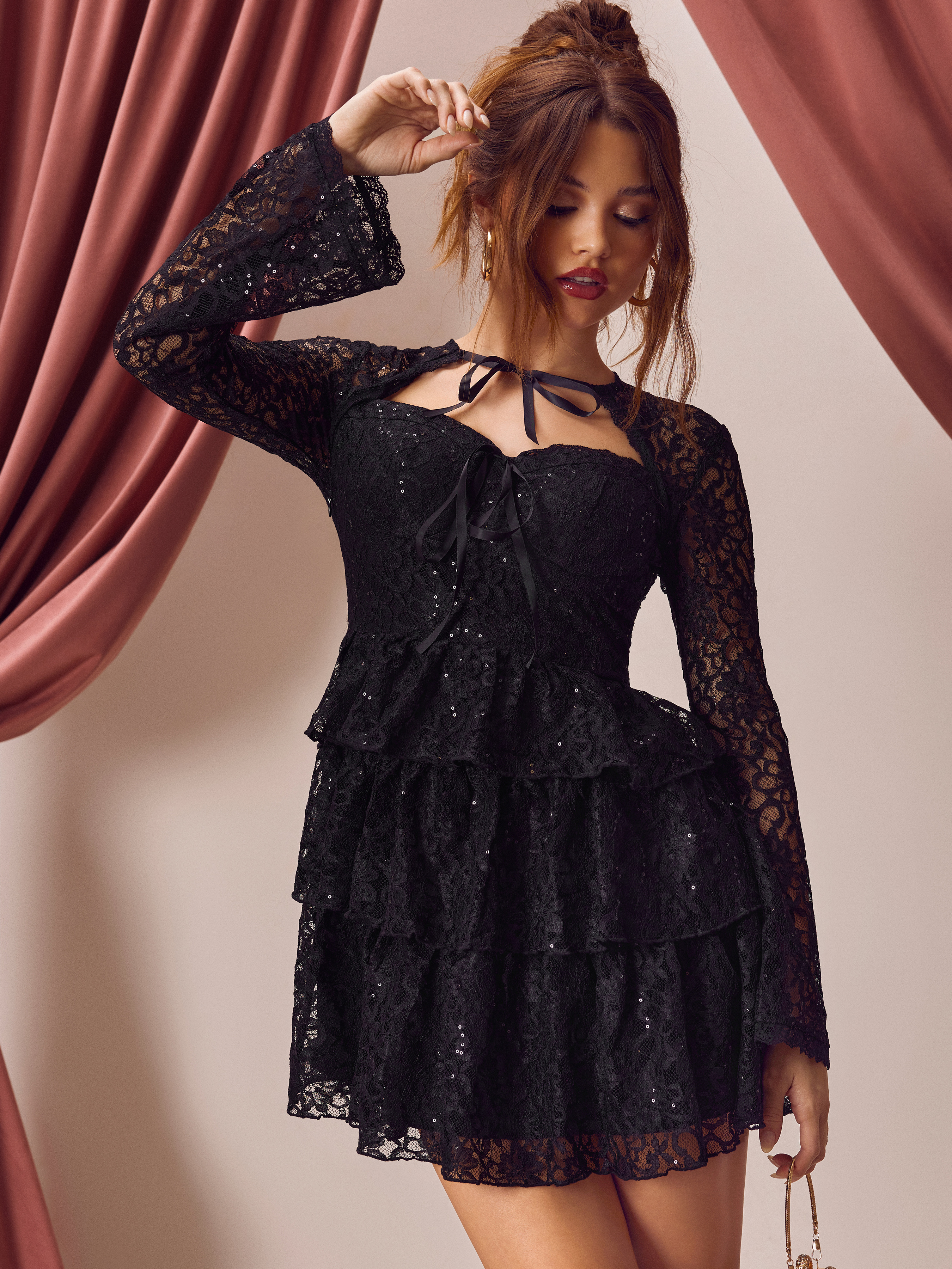 Robe mini dentelle sale