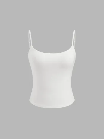 Second Skin Double Layered Square Neck Solid Cami Top