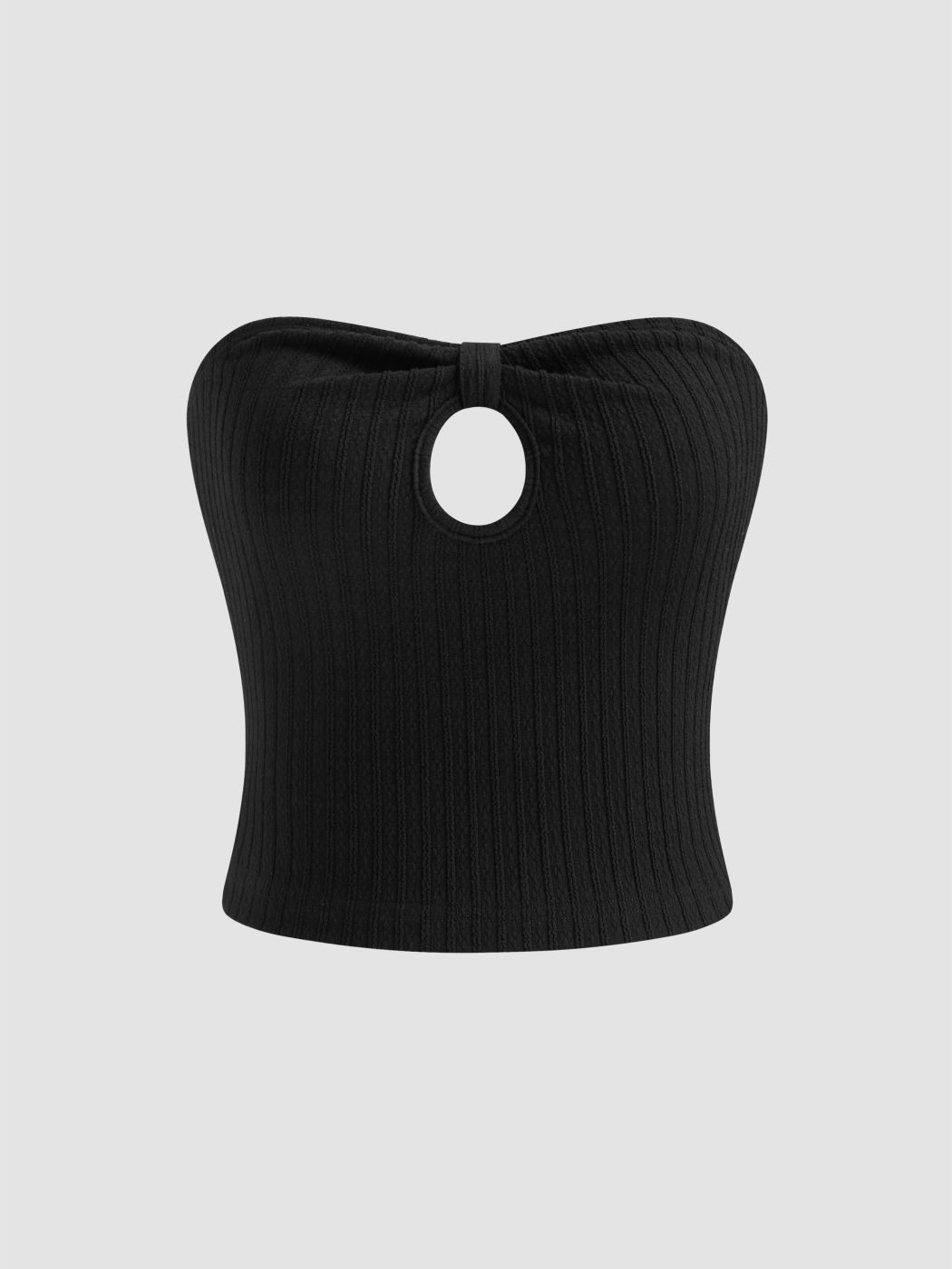 Strapless Solid Cut Out Crop Tube Top