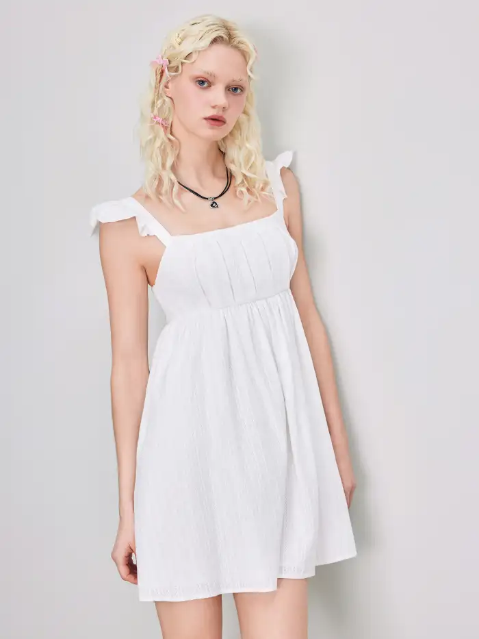 White Dress White Graduation Dresses Sun Dresses Strawberry Milk Coquette Woven Woven Square Neck Ruffle Hem Shirred Mini Dress For School Daily Casual White Dress White Graduation Dresses Sun Dresses Strawberry Milk Coquette Woven Woven Square Neck Ruffle Hem Shirred Mini Dress For School Daily Casual