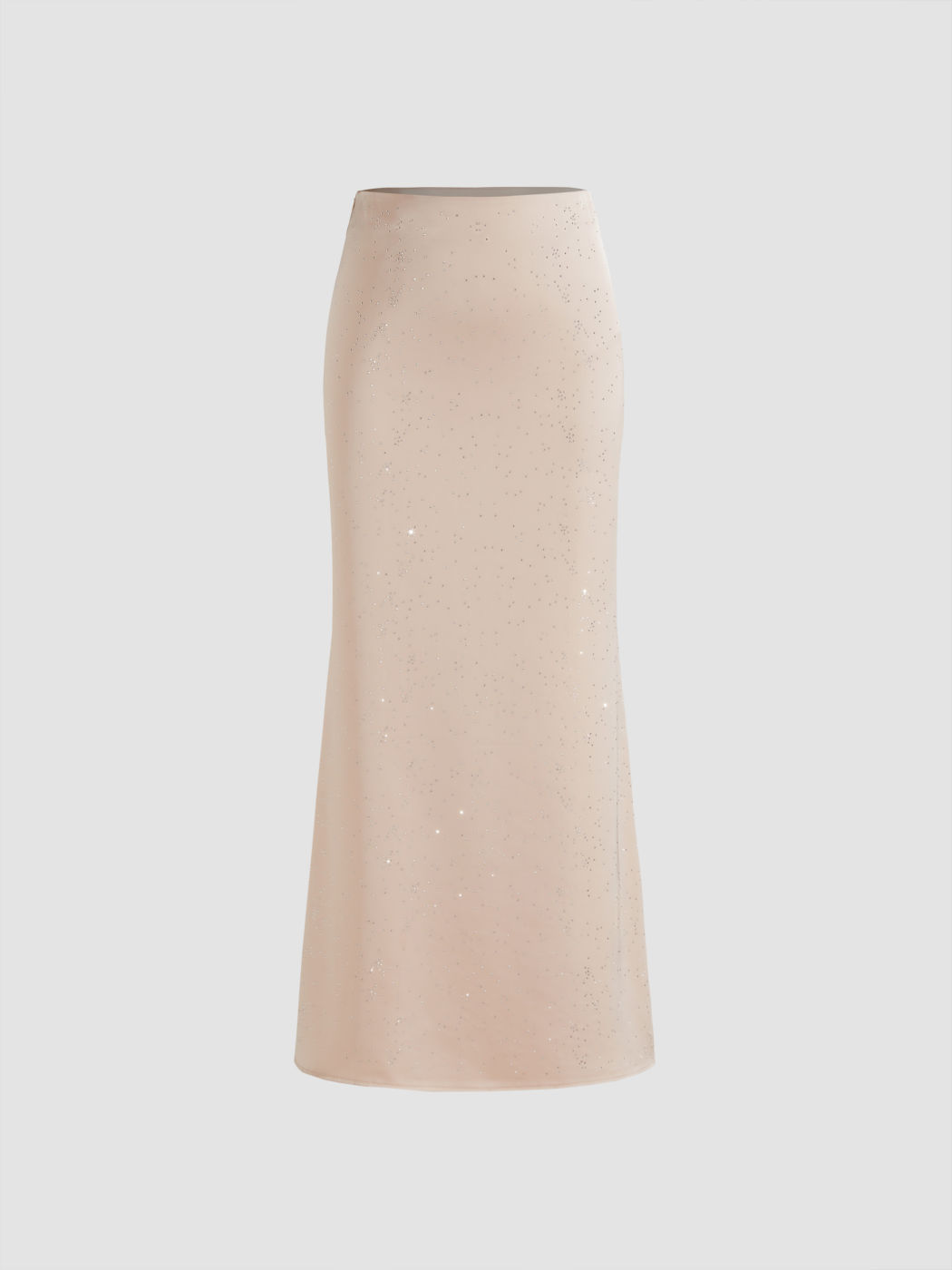 Satin Rhinestone Mid Rise Mermaid Maxi Skirt