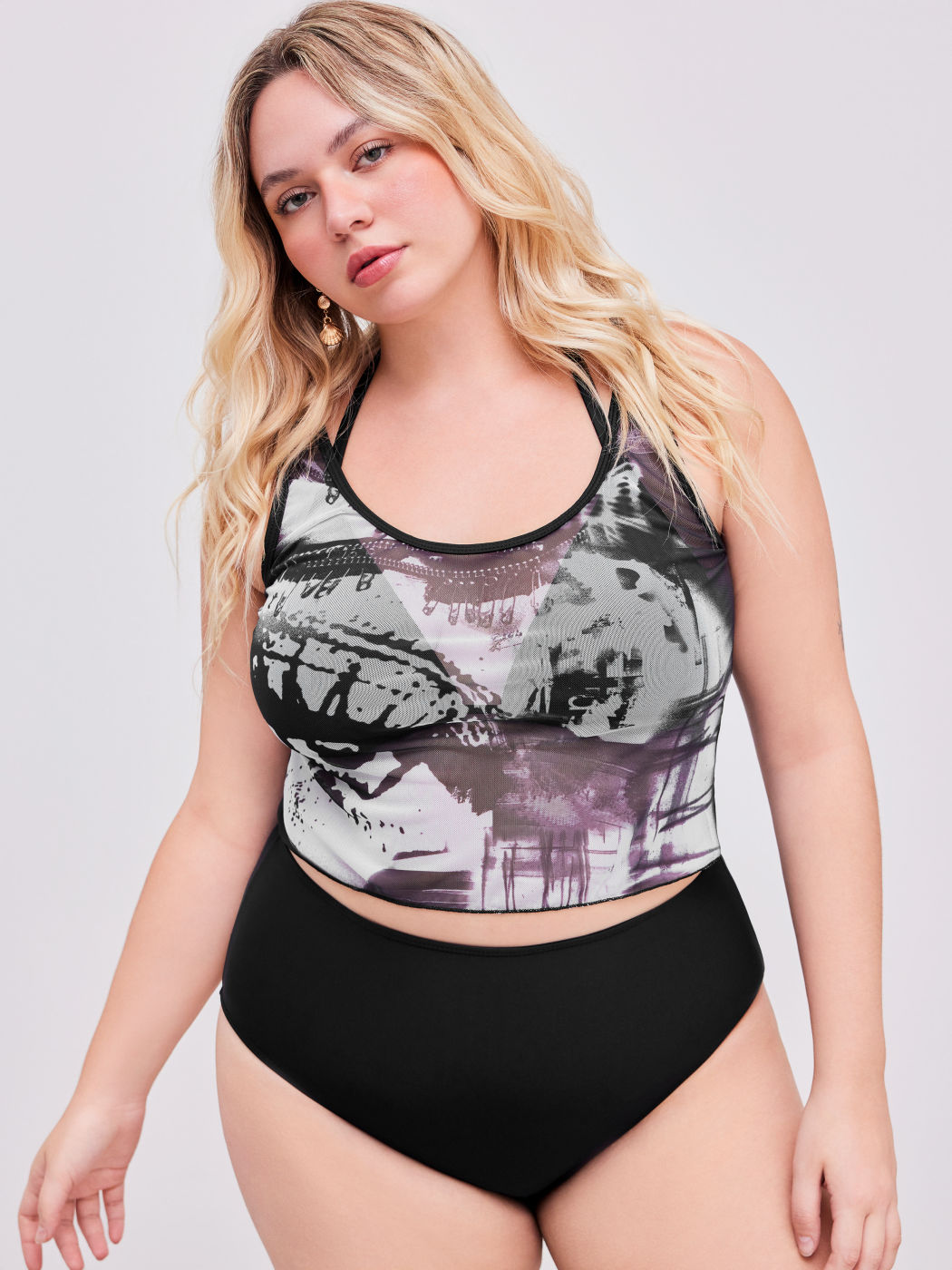 Shaping Halter Bracelet Full Coverage Bikini Swimsuit & Abstract Cover Up Top Curve & Plus