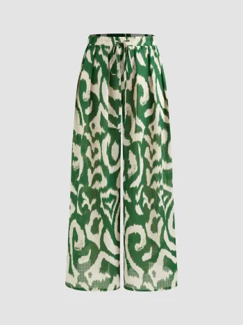 Mid Rise Abstrakt Weite Hosen