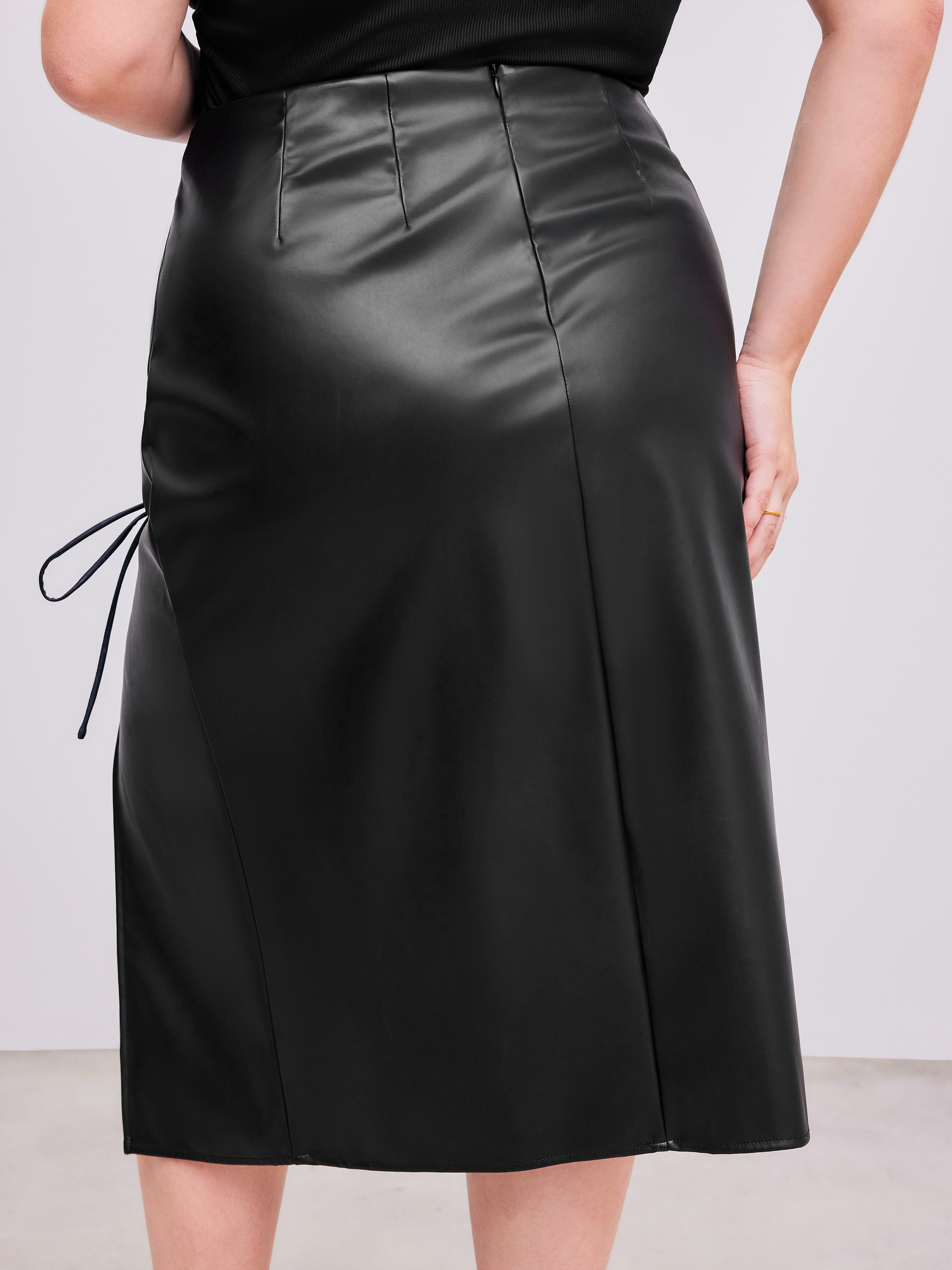 スカート musinsastandardwoman Women's Vegan Leather Slit Long Skirt B JAG5058_ZS3335872Z-