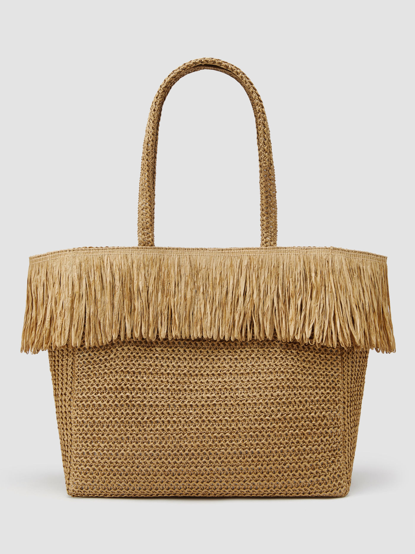 FRINGE STRAW TOTE BAG