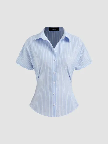 Cotton-blend Polo Striped Short Sleeve Shirt