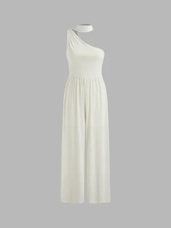 Jersey Halter Einfarbiger Asymmetrischer Overall