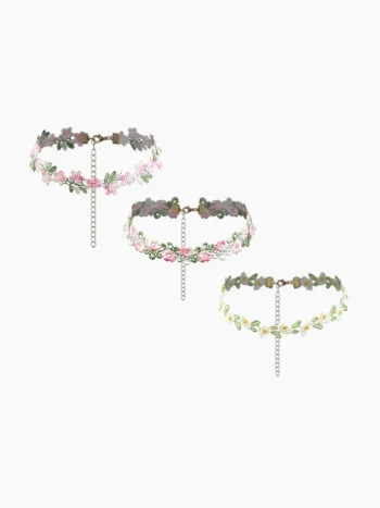 3-teiliges Spitzenhalsband