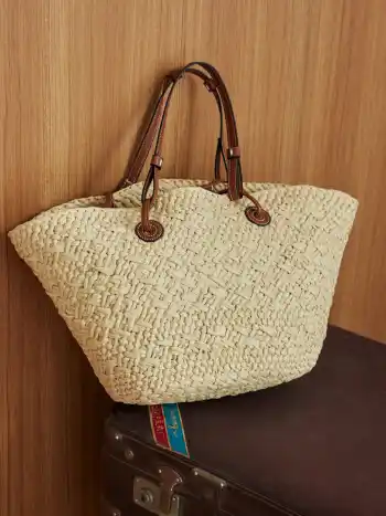 Strohtasche mit doppelter Henkelung