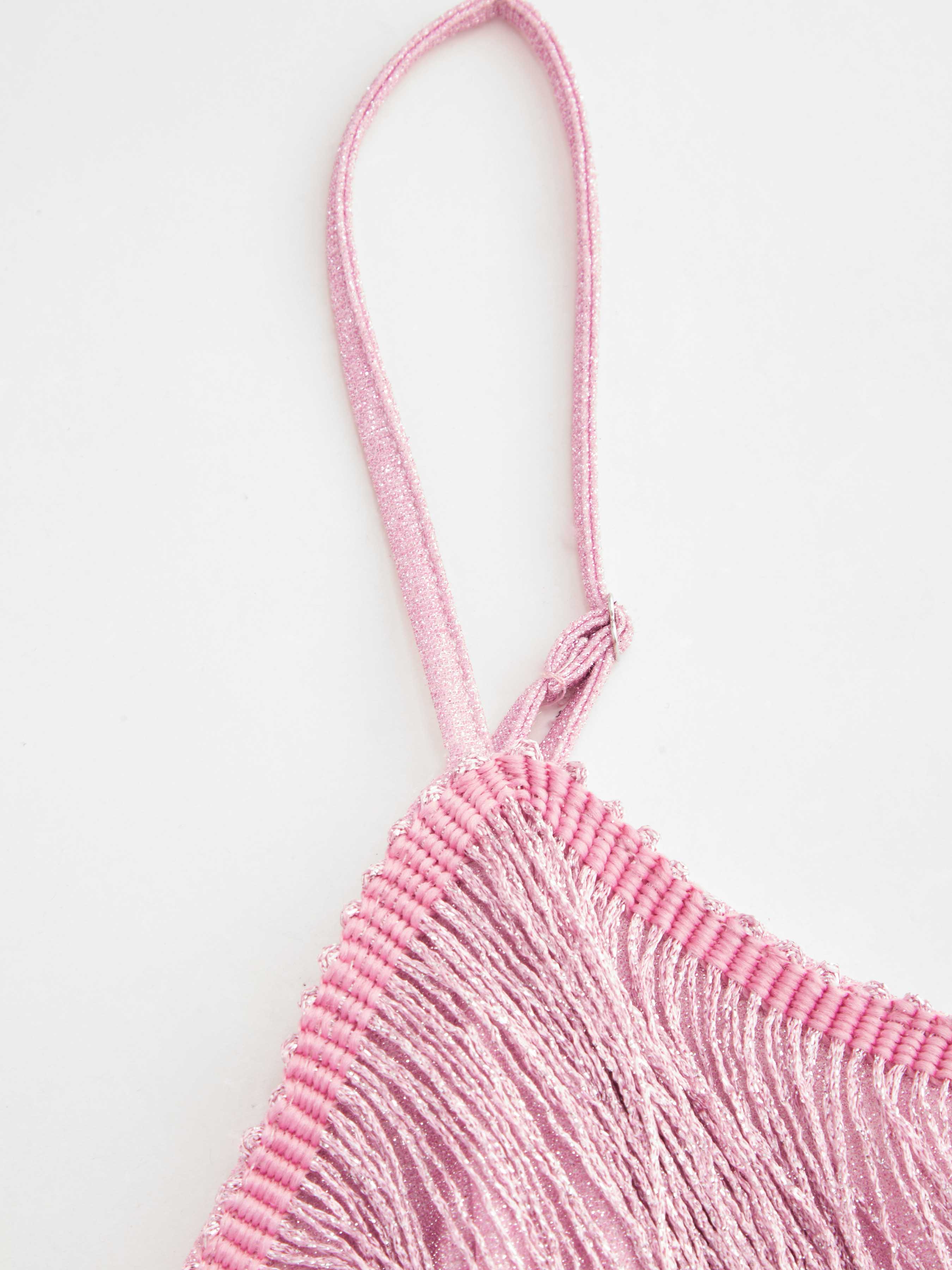 V-neck Solid Tassel Mini Dress