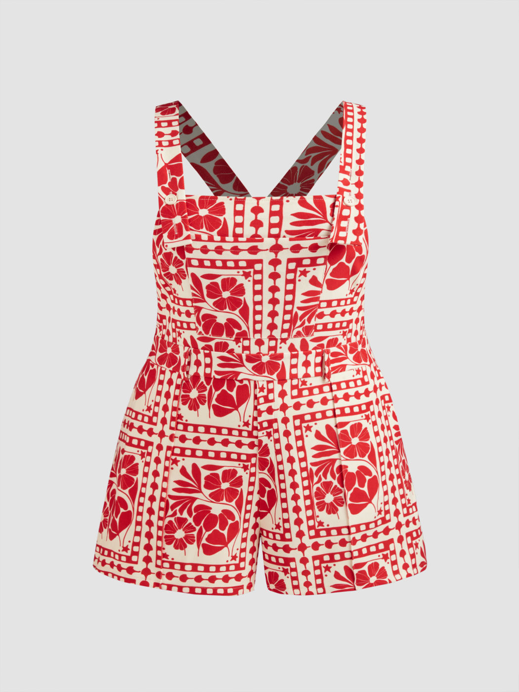 Gewebter Quadrathalsausschnitt Blumenmuster Romper Kurve & Plus