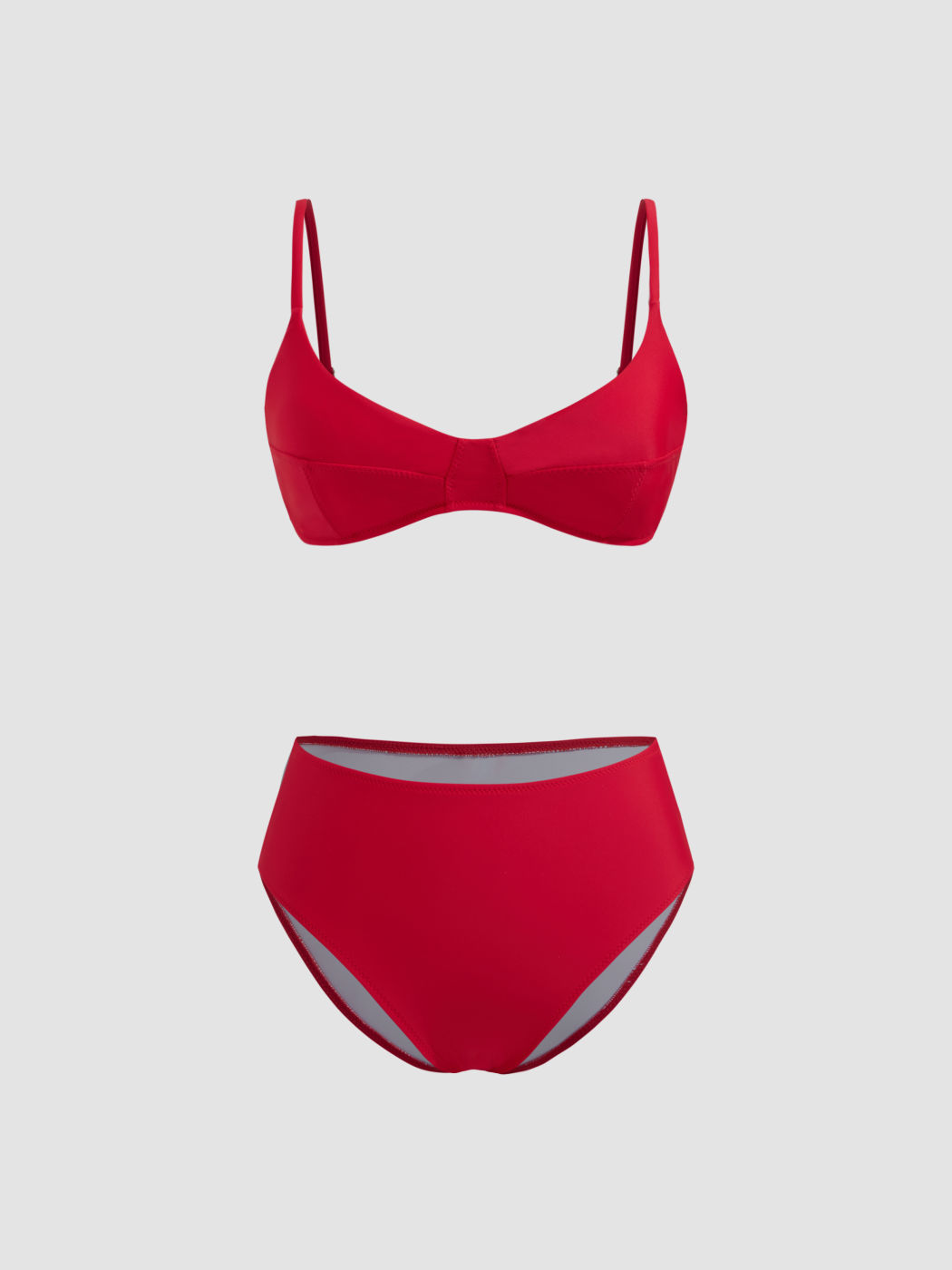 V-neck Solid Bracelet Full Coverage Shaping Bikini Set
