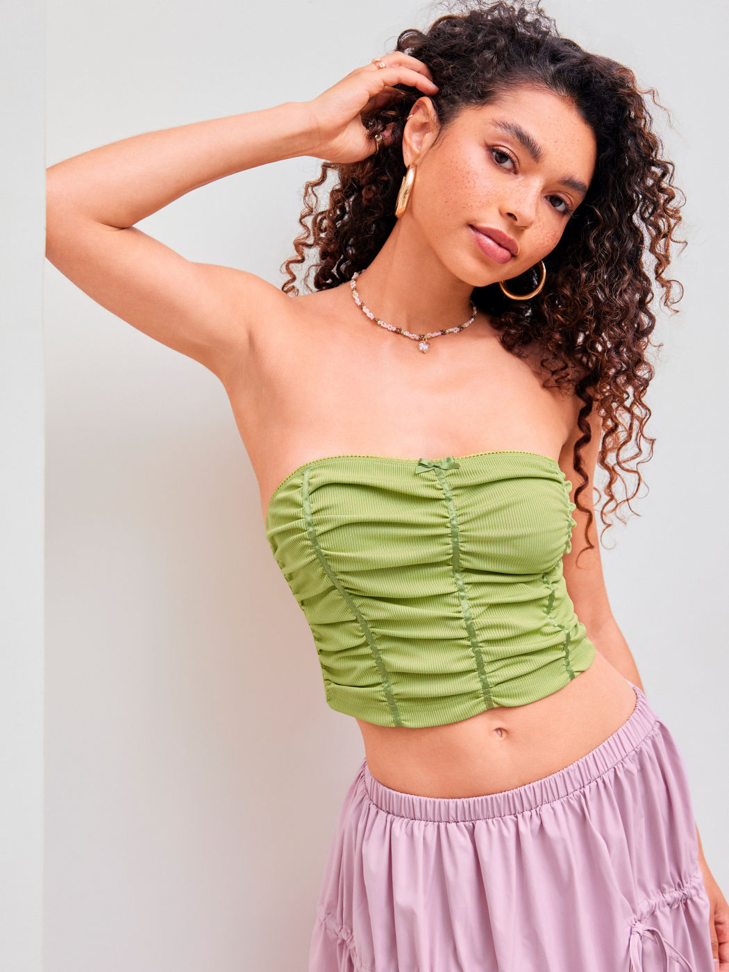 Schleifenknoten Rüschen Solid Crop Tube Top