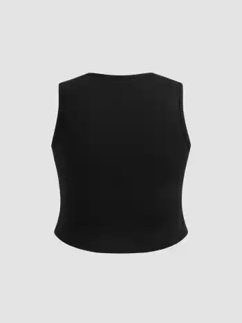 Satin V-neck Knotted Lace Trim Puff Sleeve Top