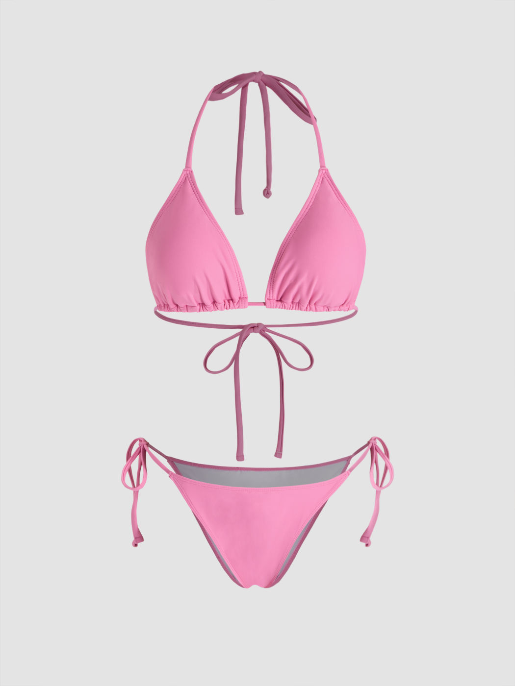 V-neck Solid Bracelet Tie Side Bikini Swimsuit