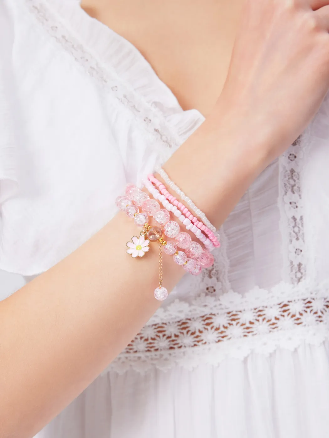 5PCS BLUMEN PERLEN ARMBÄNDER