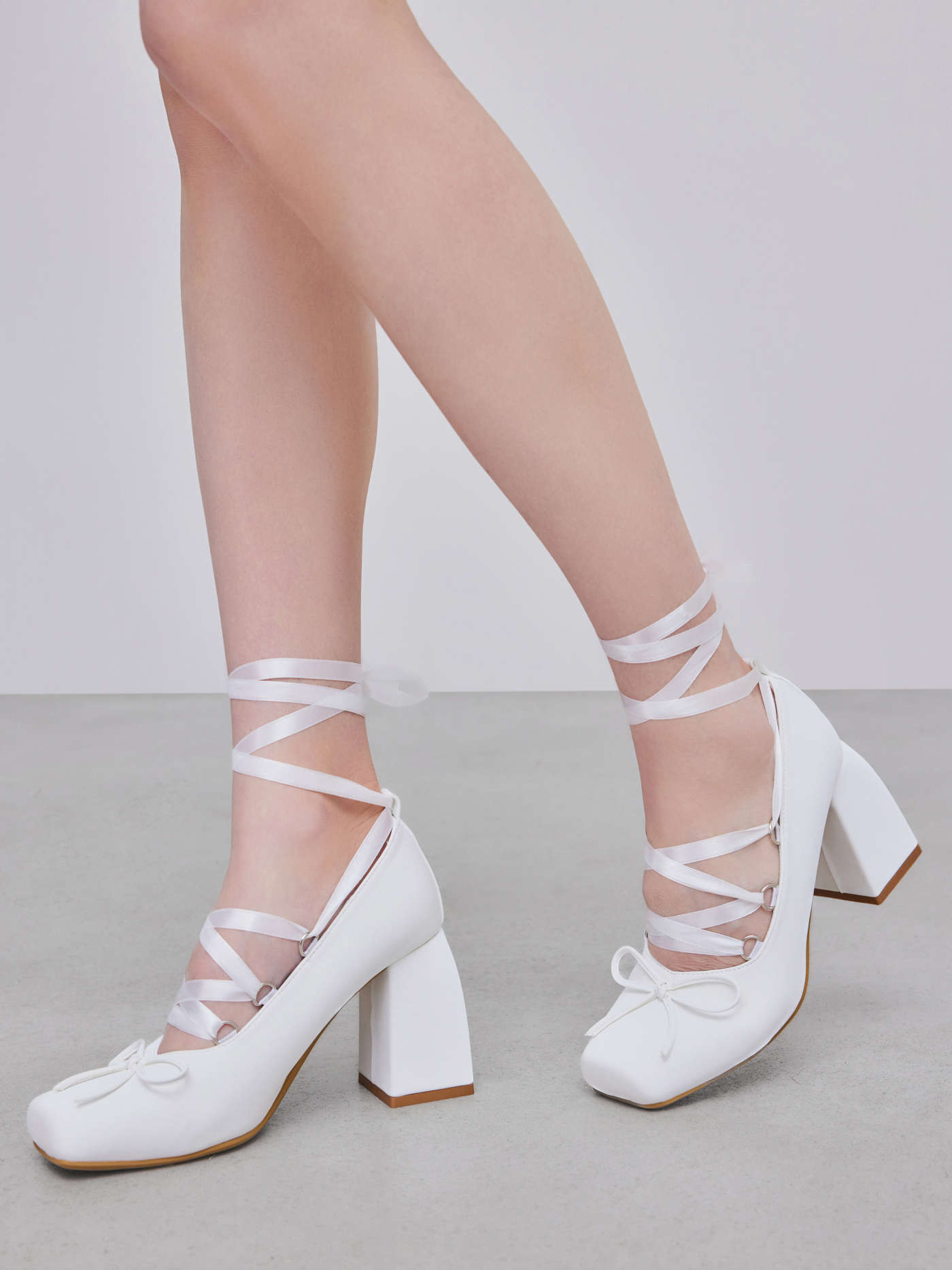 Ballet Satin Bow Mary Jane Heels For Date Wedding Coffee Shop Holiday