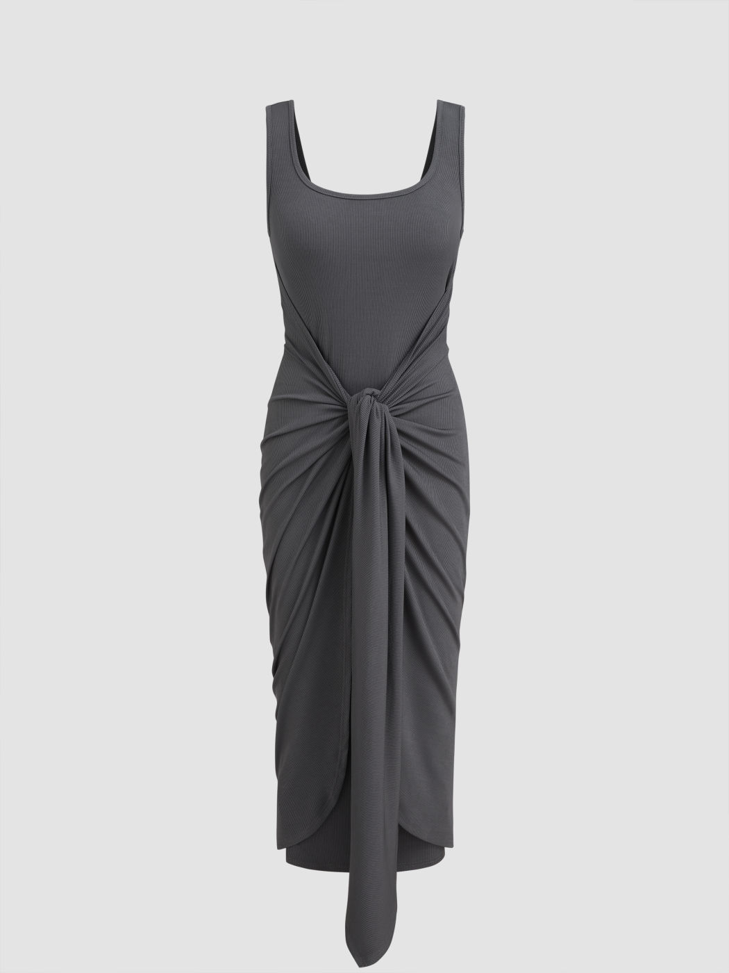 Quadratischer Ausschnitt Solid Twist Maxikleid