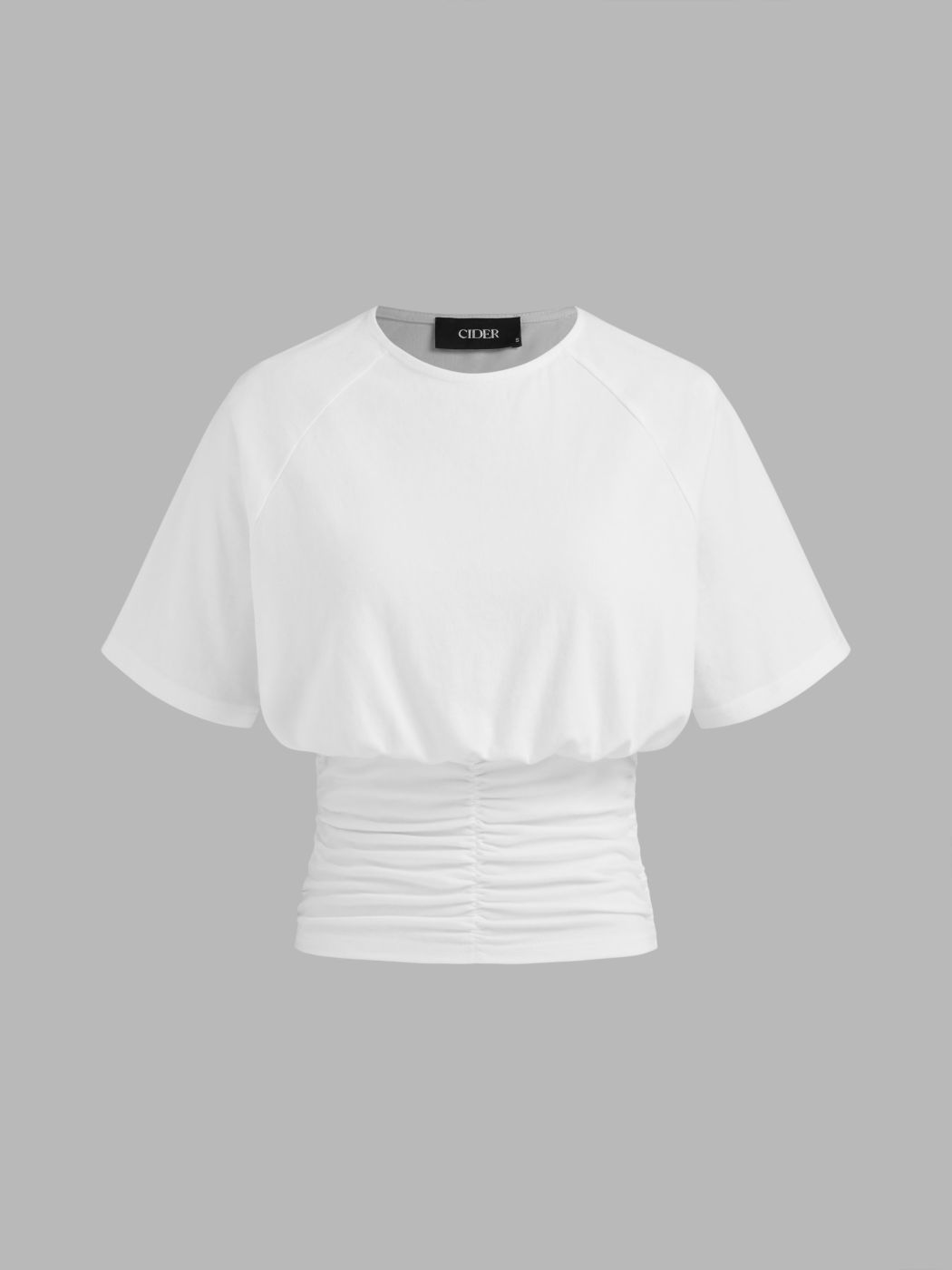 Kurzärmliges T-Shirt aus Baumwollmischung mit Rundhals und festem Ruch