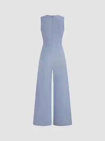 V-Ausschnitt Wrap Reißverschluss Breitbeiniger Overalls