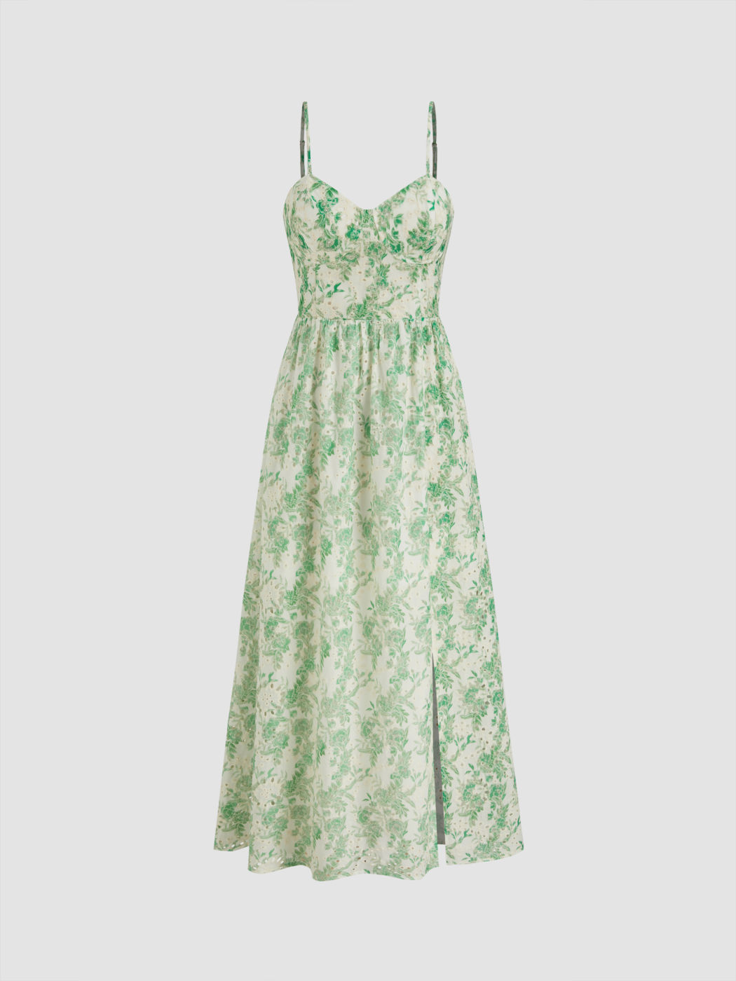 Spitzen V-Ausschnitt Blumen Split Maxikleid