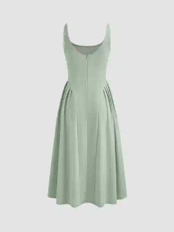 Robe mi-longues en tissu, col carré uni