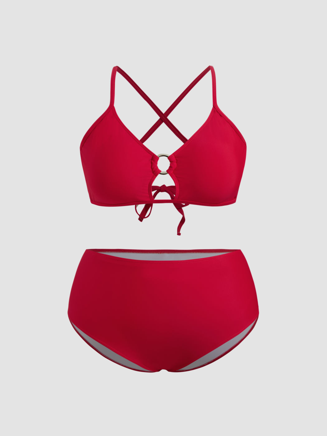 Set bikini modellante con scollo a V e incrocio a croce Curve & Plus
