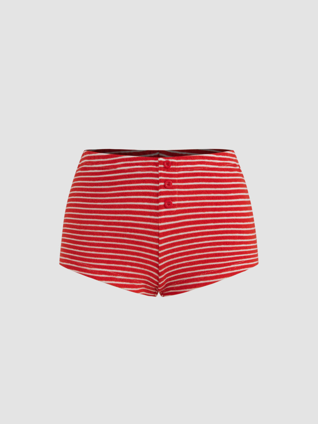 Low Rise Striped Button Micro Shorts