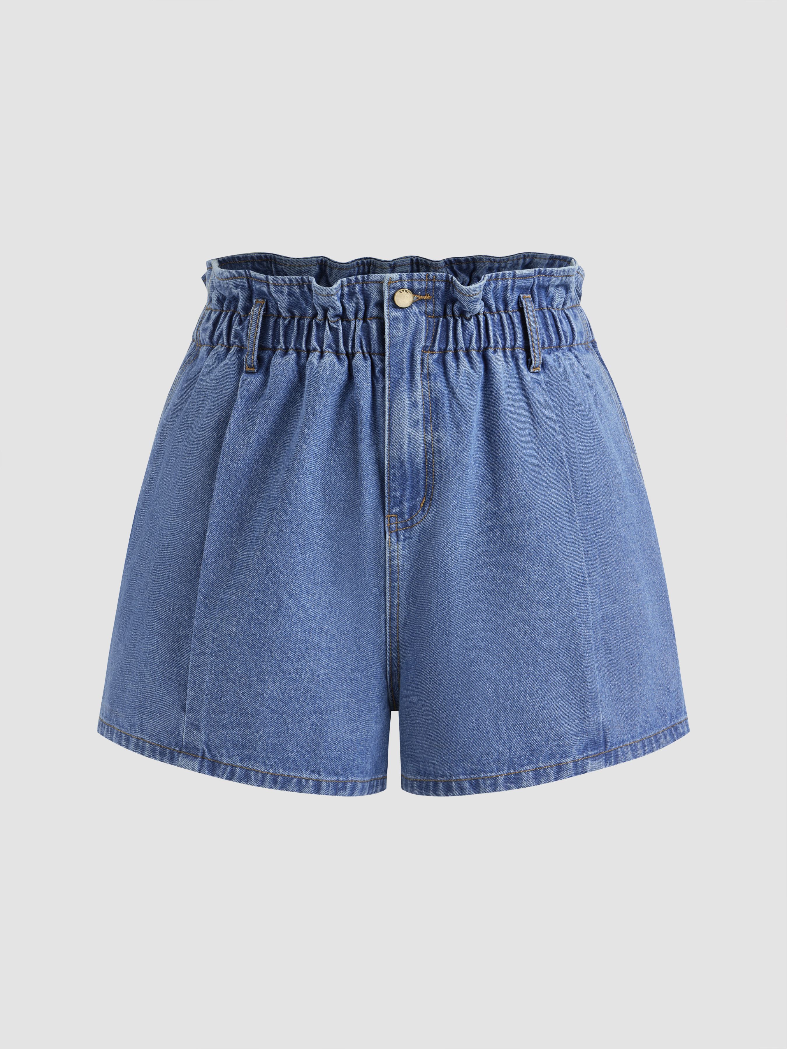 Denim Mid Waist Wide Leg Denim Shorts Curve & Plus For