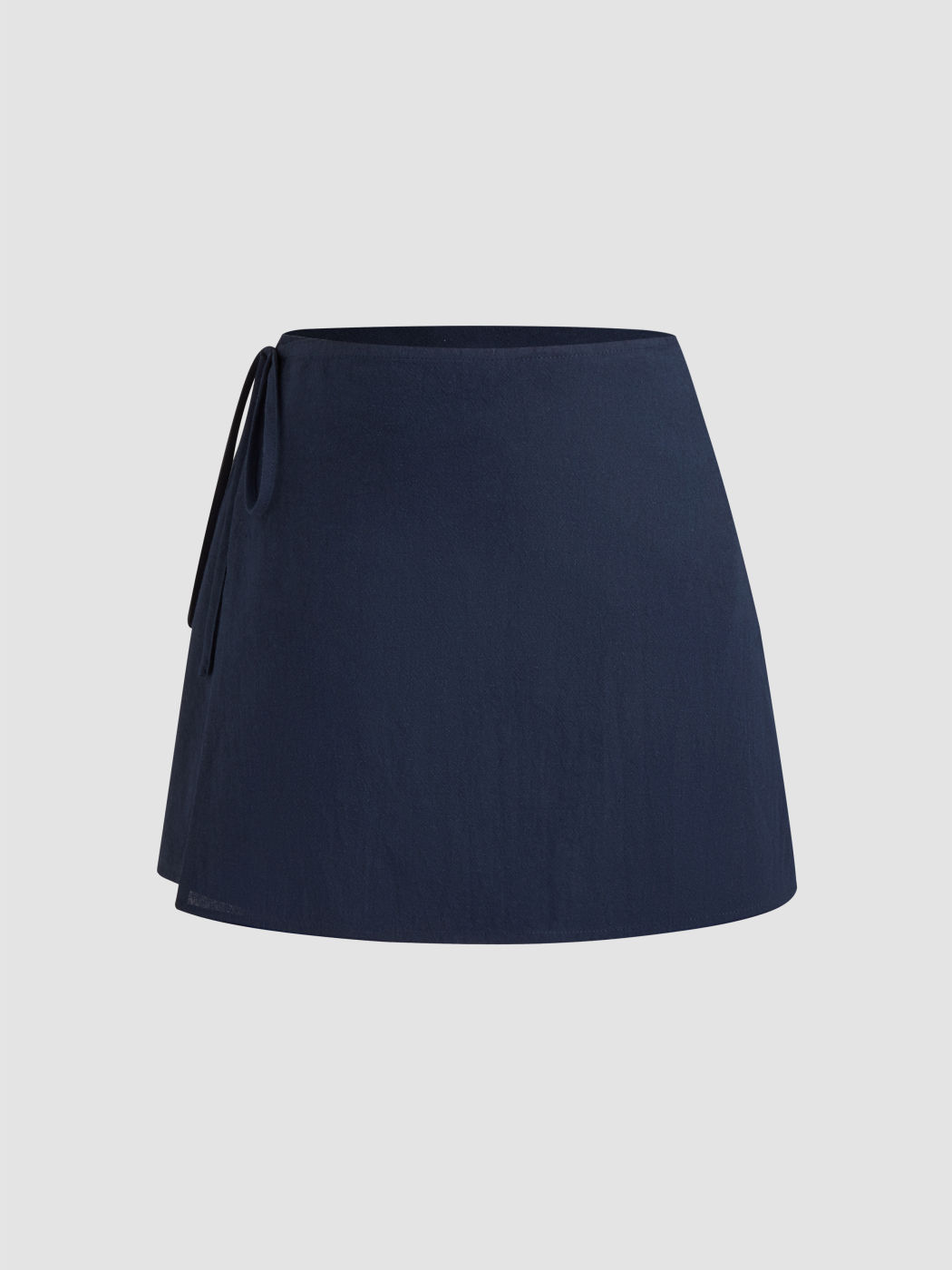 100% Baumwolle Mid-Rise Einfarbige Knotige Miniskirt