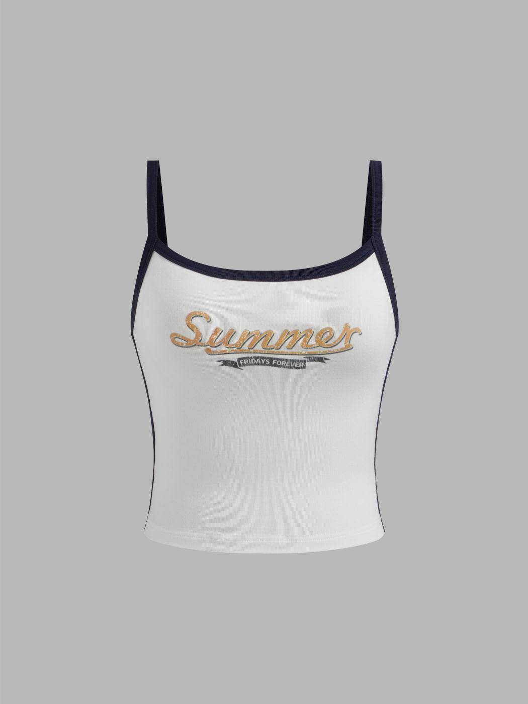 Summer Print Contrasting Binding Crop Cami Top 