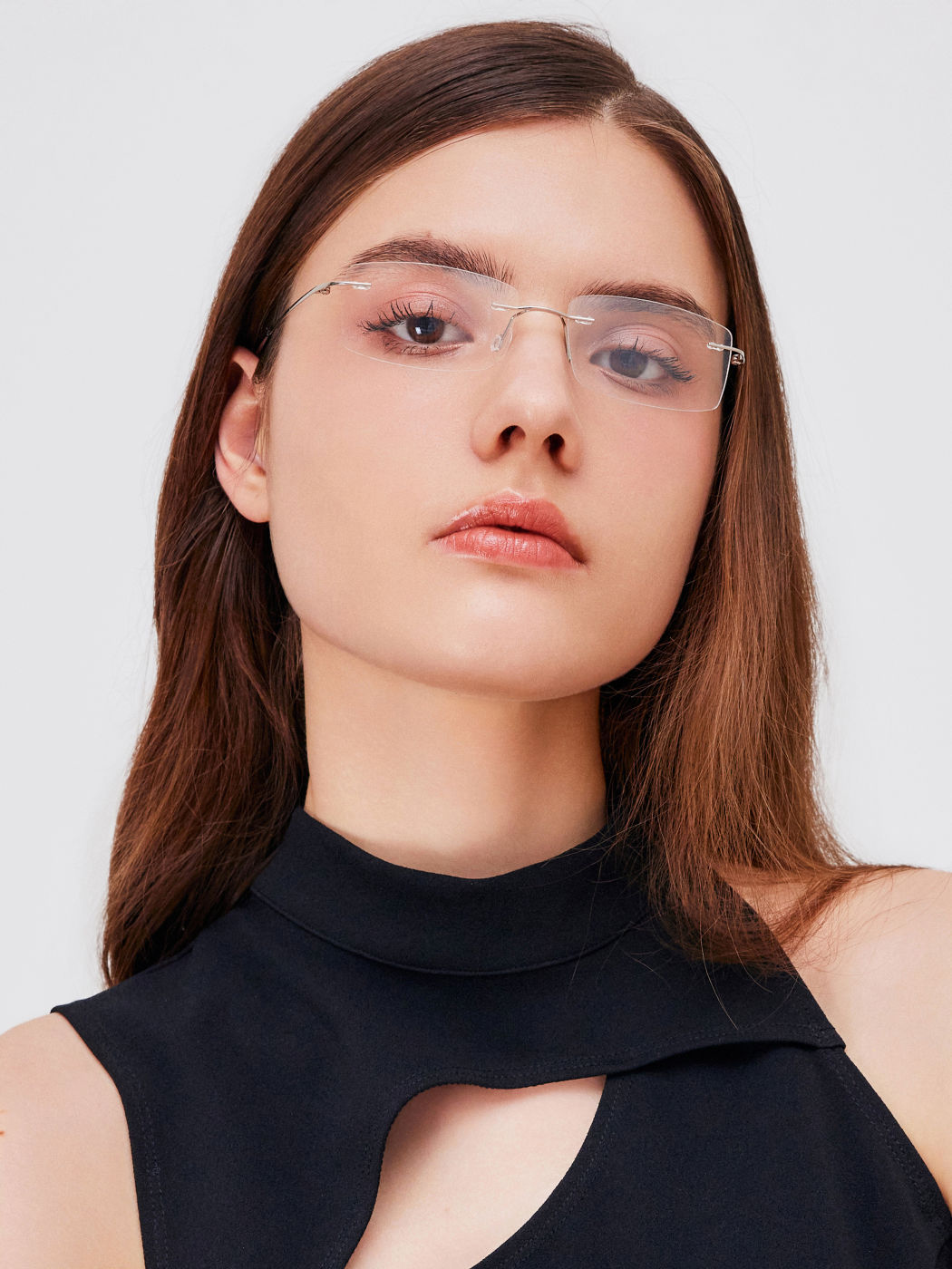 Quadratische rahmenlose Brille