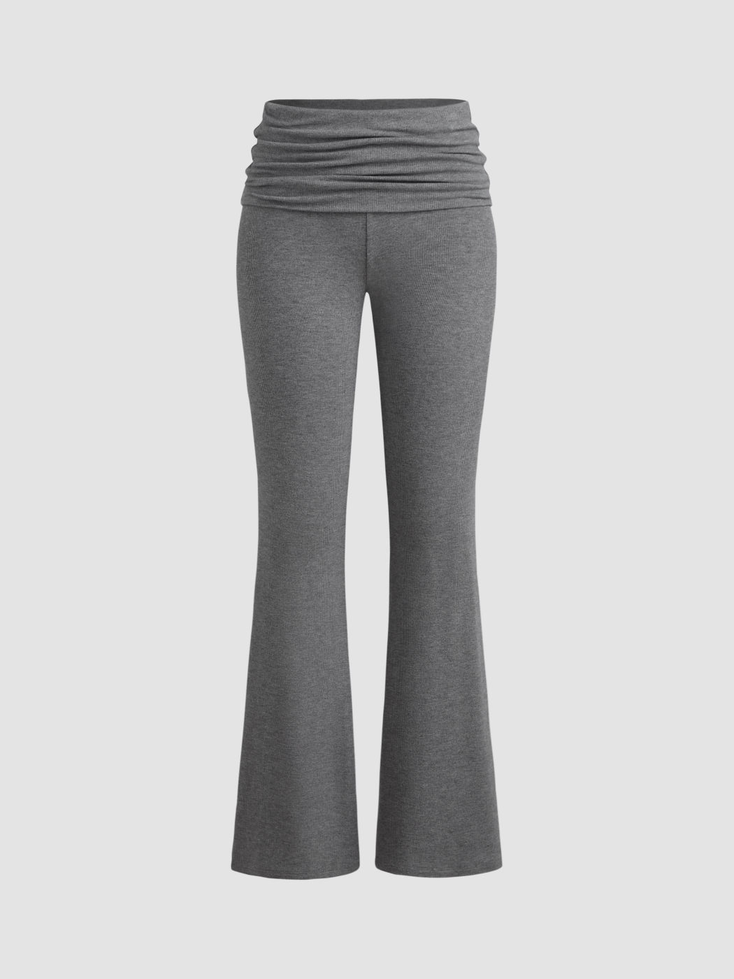 Jersey Low Rise Solid Flared Trousers