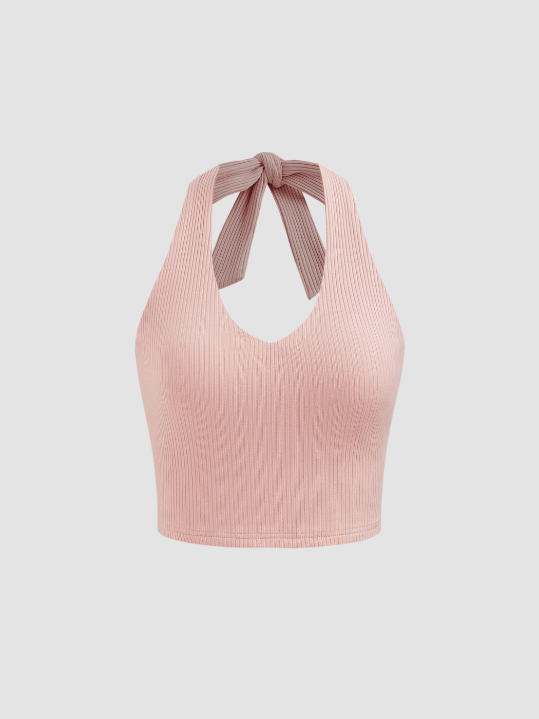 Baumwollmischung Halter Einfarbiges Geknotetes Crop Top & Midirise Rüschen Minirock