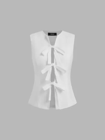 100% cotone Gilet senza maniche a collo tondo con fiocco solido