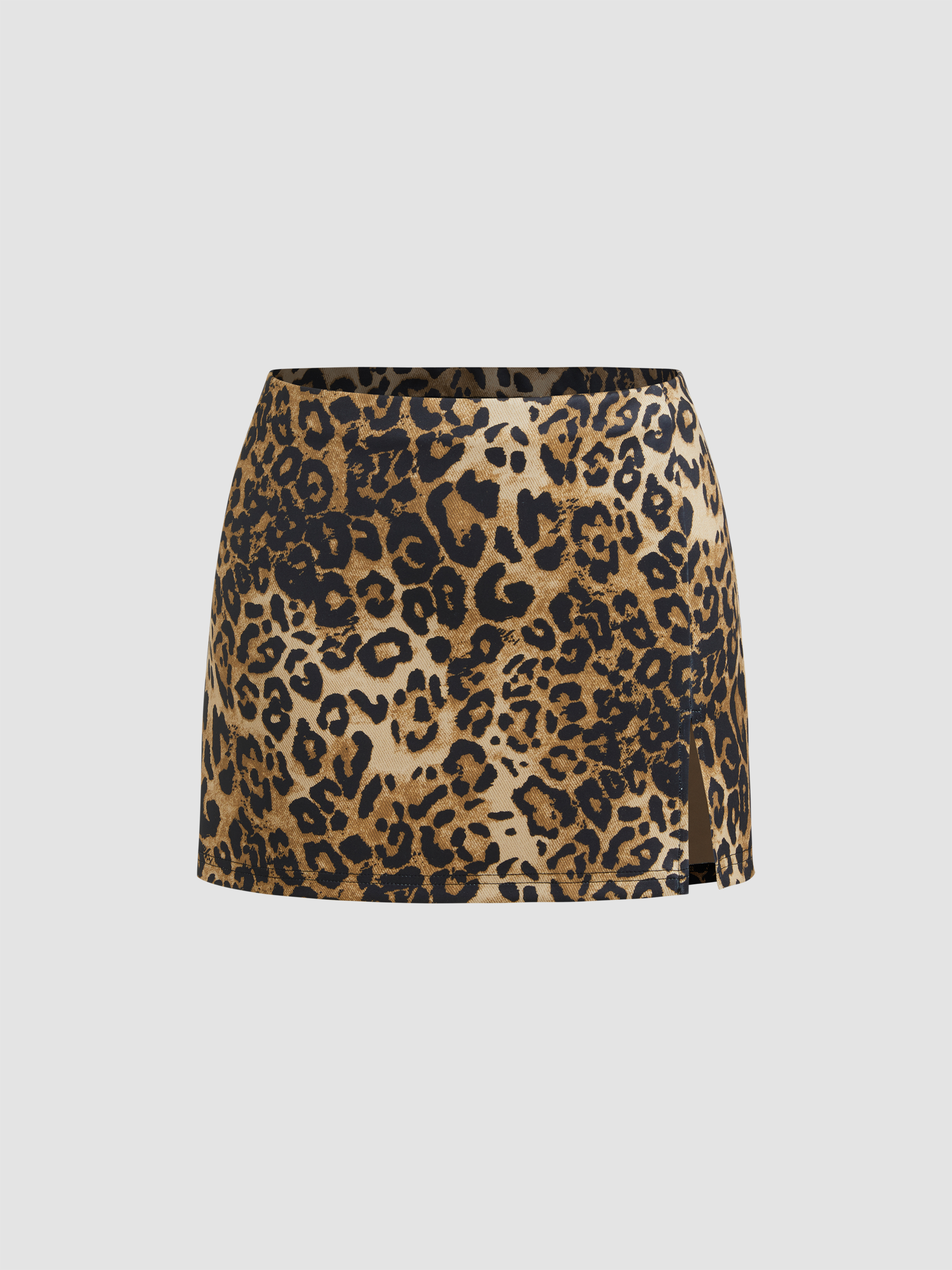 Knit Fabric Low Rise Leopard Split Mini Skirt For Party Clubbing Music Festival Live House