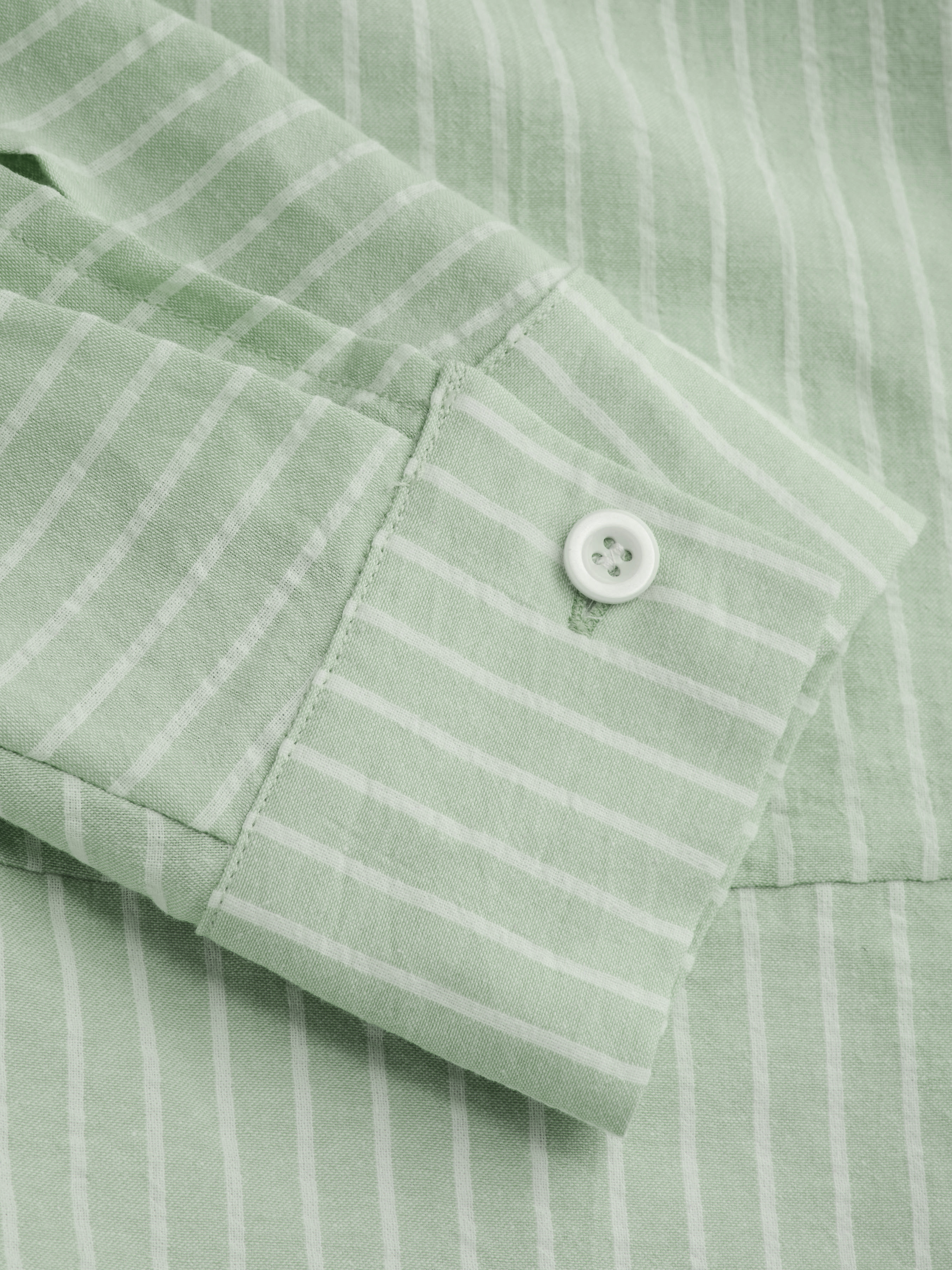 ★PARTIMENTO★ Multi Stripe Collar Long Sleeve Green Green Stripe Combo Top – 128