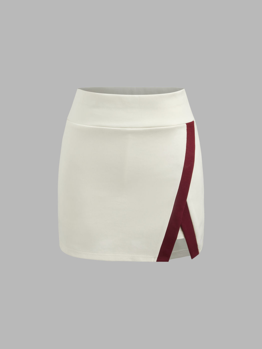 High Rise Solid Contrasting Binding Split Mini Skirt