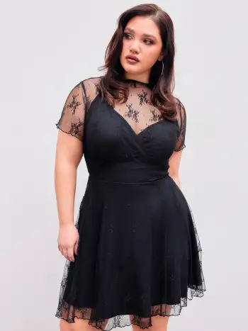 Sequin Mid Waist Mini Skirt Curve & Plus