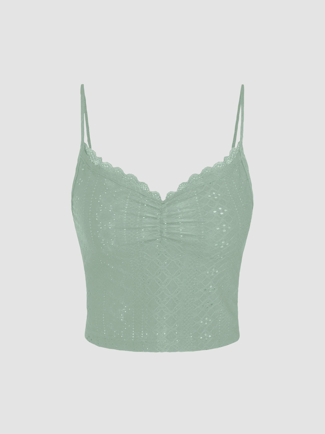 Broderie Anglaise Einfarbig Spitzenbesatz Crop Top