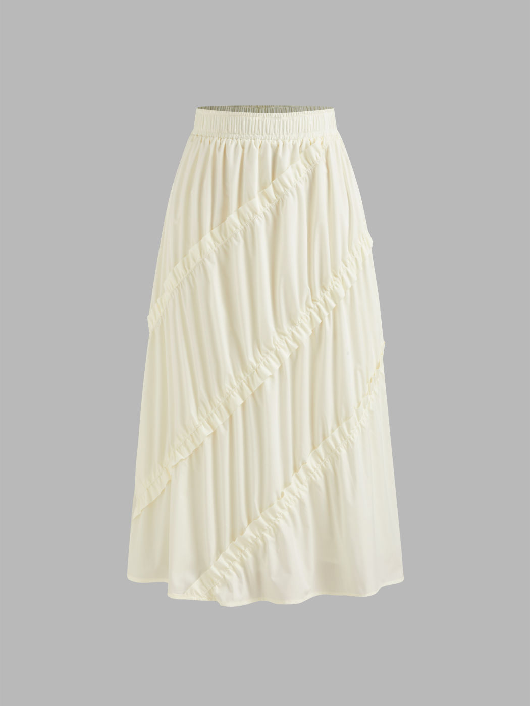 Mid Rise Solid Tiered Ruffle Maxi Skirt