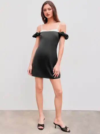 Satin Sweetheart Kontrastierende Einfassung Minikleid