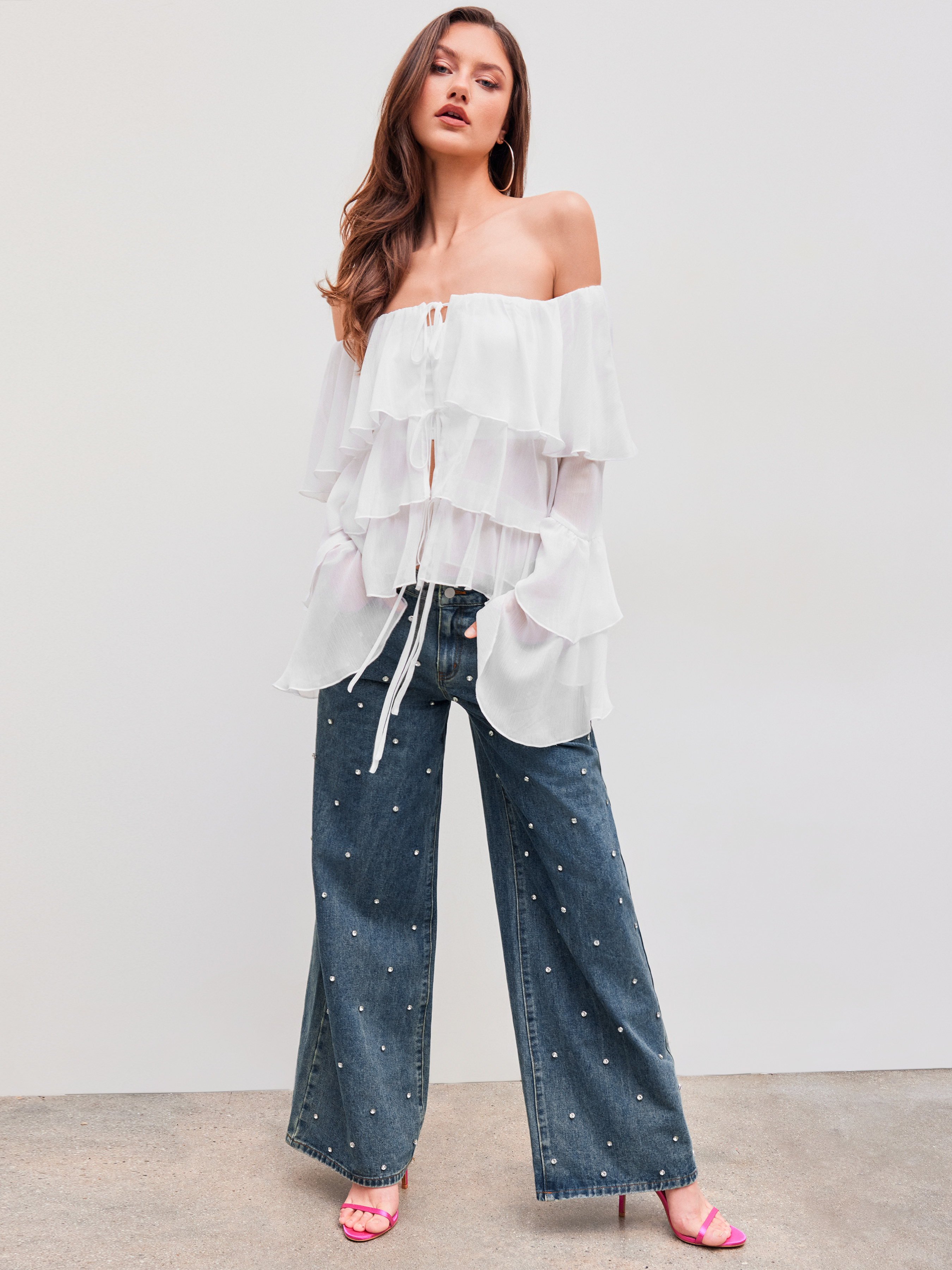 SweatyRocks Women's High Waist Cargo Jeans Flap Pocket Wide Leg Denim...