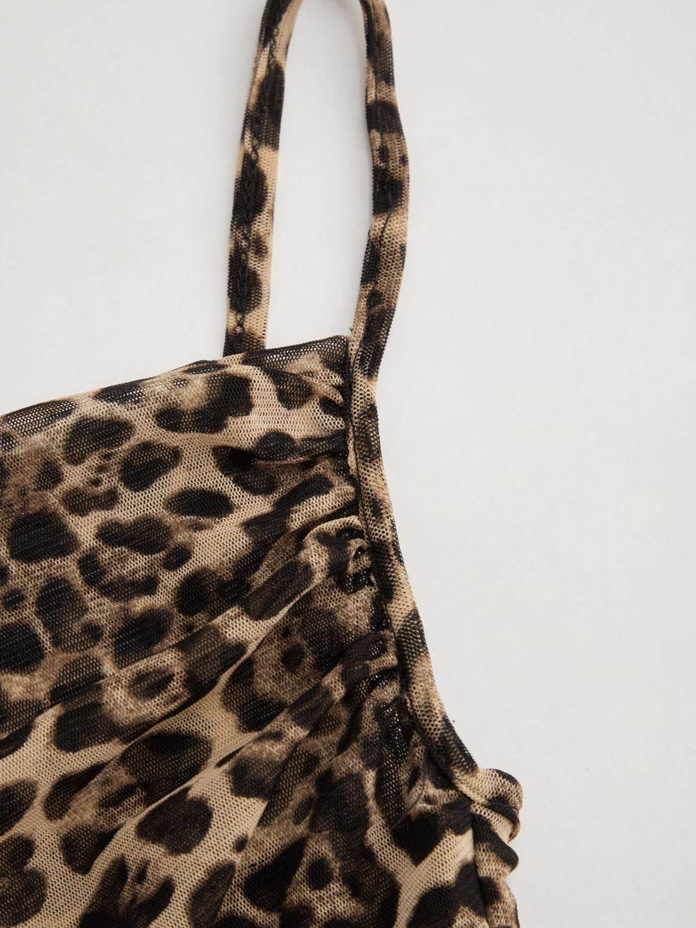 Mesh Cowl Neck Leopard Maxi Dress