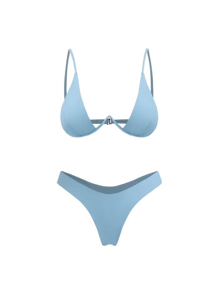 Surf League Halter Neckline Graphic Knotted Triangle Cheeky Bikini Set With Cover Up Shorts