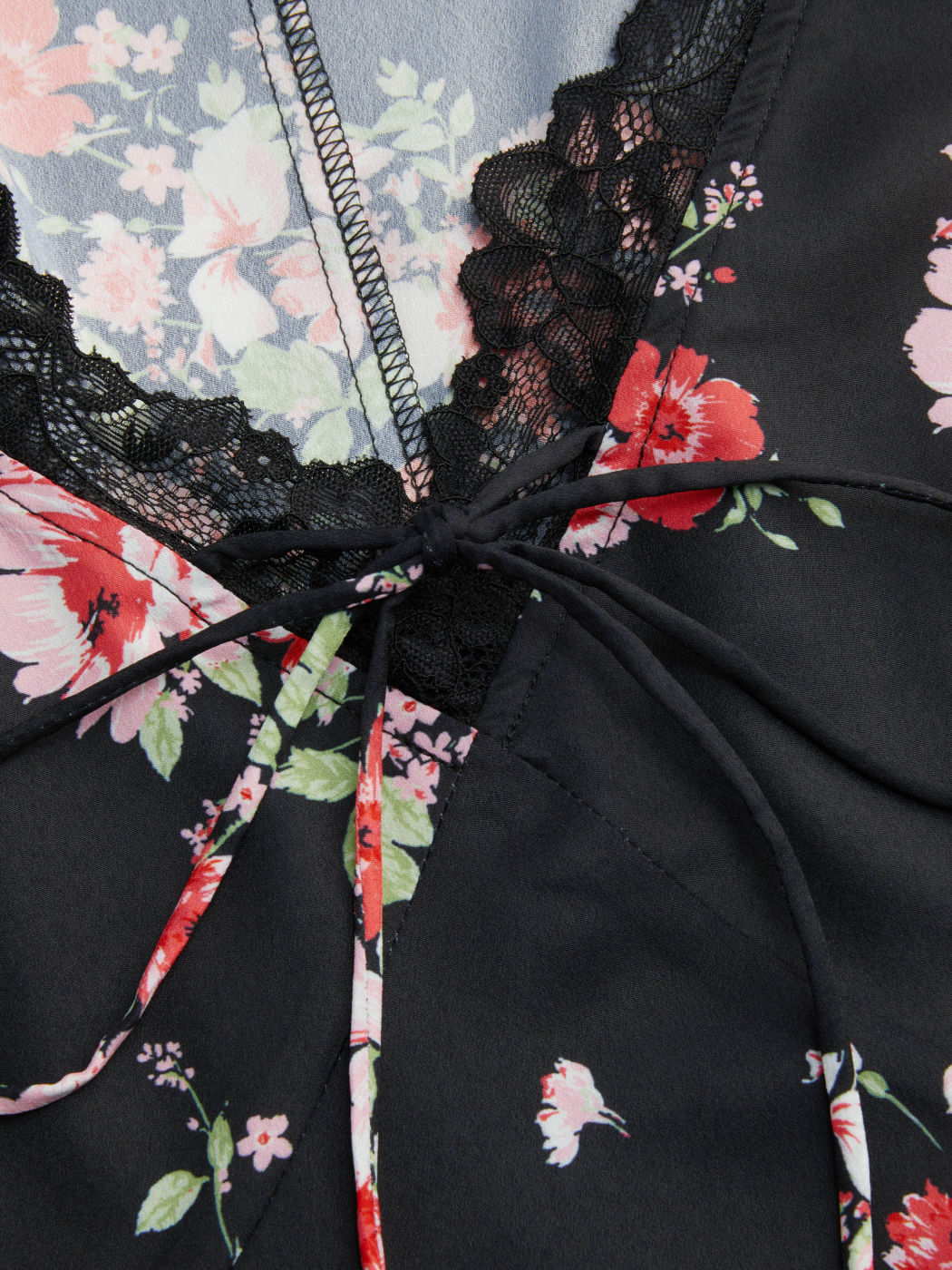 Chiffon V-Ausschnitt Blumen Spitzenbesatz Geknotetes Midikleid Kurve & Plus
